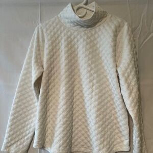 J Crew Quilted Funnel Neck Sweatshirt White Size XL EUC